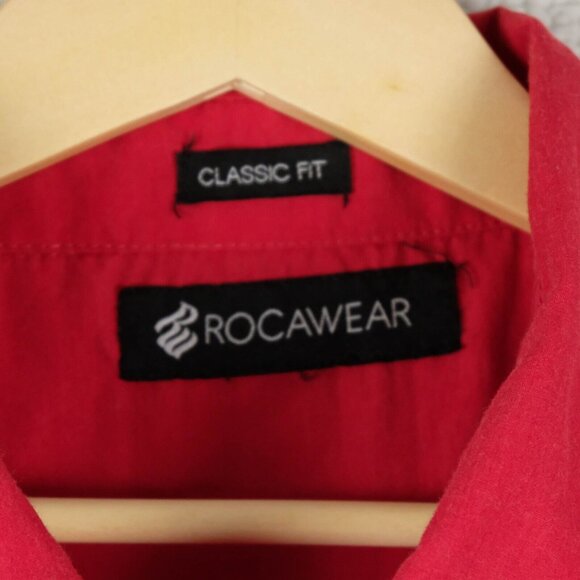Rocawear Shirt Mens Extra Large Red Button Up Short Sleeve Utility Vintage Y2K - Picture 8 of 8